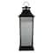 19" Black LED Mirrored Lantern with Warm White Flickering Lights